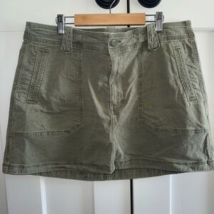 Hi-Rise Mini Khaki Cargo Skirt